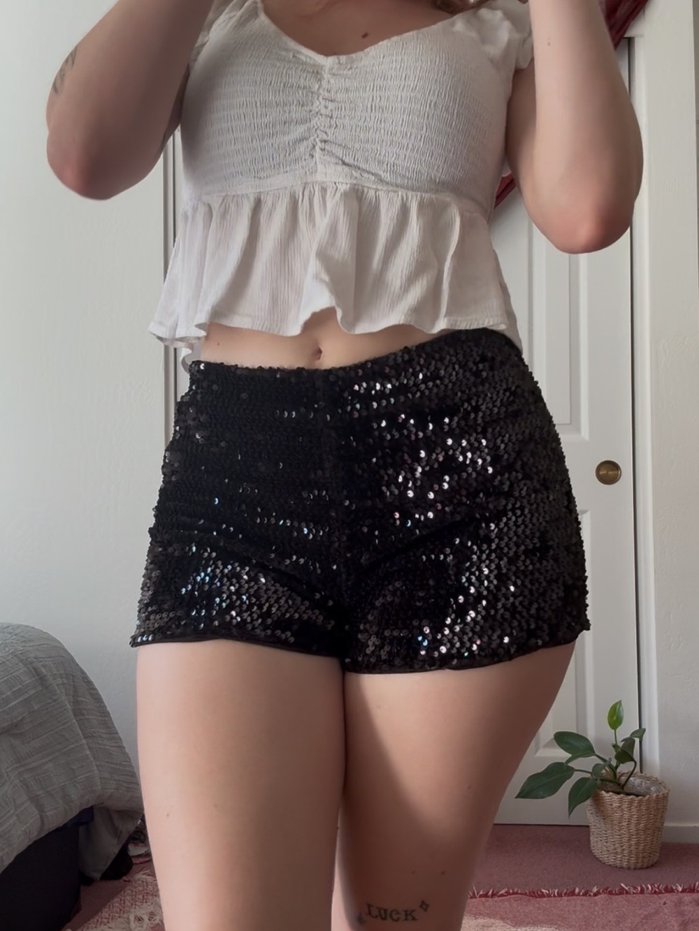 Charlotte Russe Black Sequin High Waist Shorts